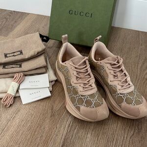 AUTHENTIC GUCCI RUN GG CRYSTAL MESH SNEAKERS
